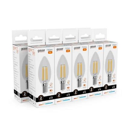Светодиодная филаментная лампа Gauss FILAMENT ELEMENTARY Свеча 12W 730Lm 2700K E14 32112