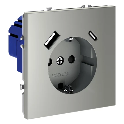Розетка с/з со шторками + USB VOLTUM S70 VLS040505