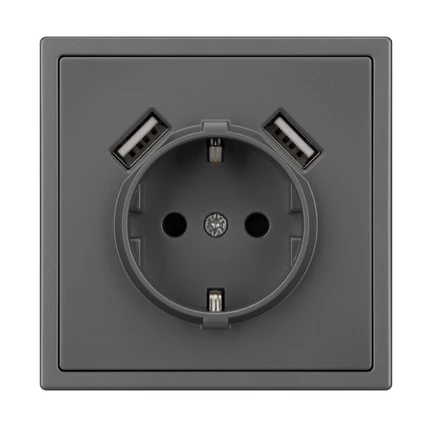 Розетка с/з со шторками + USB NOBE SCT-MUAA-SFPL-GR Arlight 054291(1)
