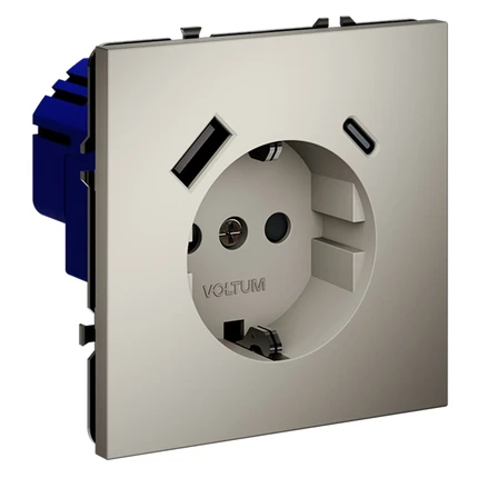 Розетка с/з со шторками + USB VOLTUM S70 VLS040503