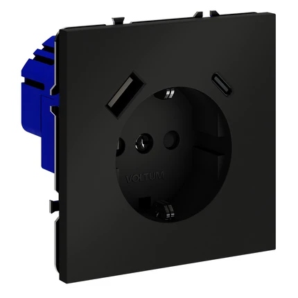 Розетка с/з со шторками + USB VOLTUM S70 VLS040508