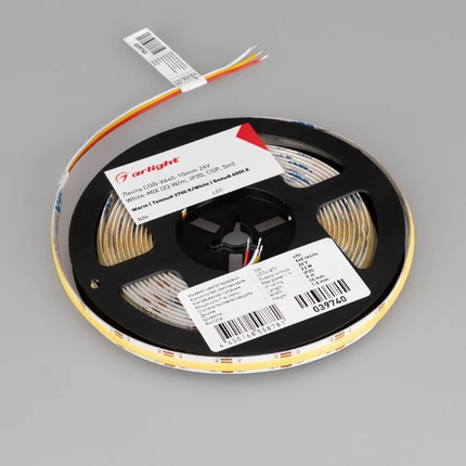 Светодиодная лента 24V 2700+6000K 23W/m 5m Arlight 039740(1)