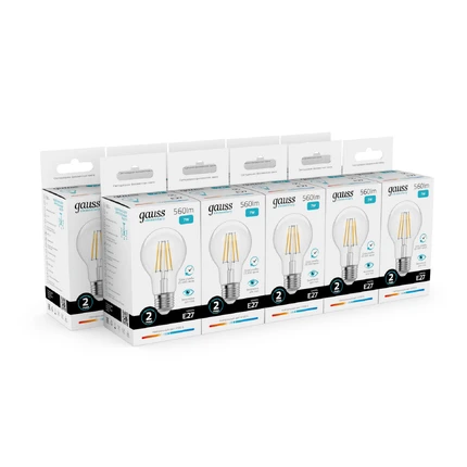 Светодиодная филаментная лампа Gauss FILAMENT ELEMENTARY A60 7W 560Lm 4100K E27 22227