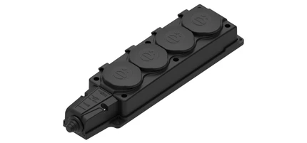 Розеточный блок на 4 поста Systeme Electric MULTISET MST4104BK