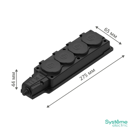 Розеточный блок на 4 поста Systeme Electric MULTISET MST4104BK