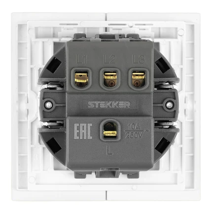 Выключатель трёхклавишный Stekker МИЯ 50430
