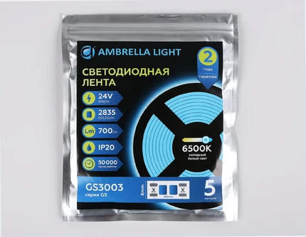 Светодиодная лента LED STRIP 24V 6500K 6W/m 5m Ambrella light GS3003