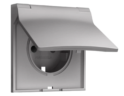 Лицевая панель для розетки с/з со шторками и крышкой IP44 Ambrella Volt SIGMA SP5080