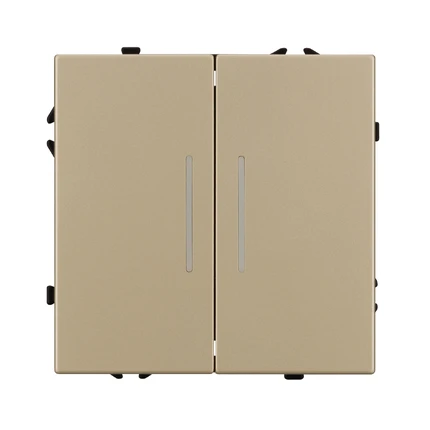 Выключатель двухклавишный с подсветкой NOBE SWT-MK02-SFPL-L-GD Arlight 054265(1)