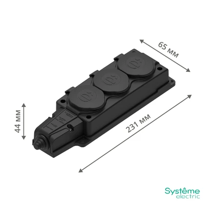 Розеточный блок на 3 поста Systeme Electric MULTISET MST4103BK