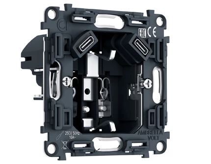 Механизм розетки с/з + USB Ambrella Volt QUANT PRO PR165