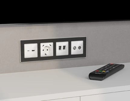 Лицевая панель для розетки интернет RJ-45/телефонной RJ-11 Ambrella Volt ALFA AP1121